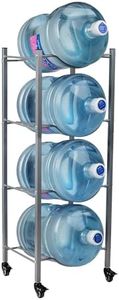 Mind Reader 5 Gallon Water Jug Stand, Water Bottle Holder, Water Cooler, Rack, Wheels, Metal, 16.5" L x 13.75" W x 41" H, Gray