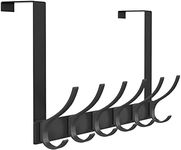 Peasulin Over The Door Hooks, Sturdy Door Hanger, Large Over The Door Towel Rack with 12 Hooks, Heavy Duty Easy to Install, for Bathroom, Bedroom，Kitchen，Hanging Towels, Coats (Black).