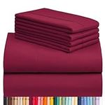 LuxClub 6 PC Full Sheet Set, Rayon Made from Bamboo Bed Sheets, Deep Pockets 18" Eco Friendly Wrinkle Free Cooling Bed Sheets Machine Washable Hotel Bedding Silky Soft - Burgundy Full