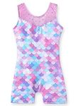 XiaoMoSha Gymnastics Leotards for Girls Sleeveless Unitard Dance Outfit for Kids Gradient Color Sparkly Rainbow Leotards for Little Girls(Mermaid Purple, 7-8 Years)