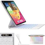 Snugg iPad Air 13 Case with Keyboard with Apple Pencil Holder & Live Battery Display - Wireless Bluetooth Backlit Magic Keyboard 13 Case for iPad 13 Case with Keyboard - White