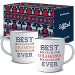 Triple Gifffted Worlds Best Grandparents Coffee Mugs for Grandma and Grandpa Gifts Ideas from Grandkids, Grandchildren, New First Time Grandparent Announcement Christmas Valentines Day, Ceramic 380ml