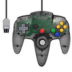 FISUPER N64 Controller Wired Classic Game Controller Joystick for N64 Console (Clear Black)