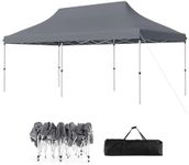 SPOTRAVEL 3m x 6m Pop Up Gazebo, UPF50+ Waterproof Marquee Gazebo Canopy Tent with Carrying Bag, Outdoor 3-Level Height Adjustable Party Tent Shelter for Garden Patio Beach (without Sides, Grey)