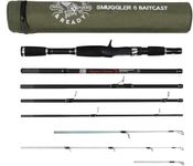 Rigged and Ready Smuggler 6 Baitcast Rod Travel Fishing Rod + Case. Rod Lengths 170cm 5’7”, 190cm 6’3”, 215cm 7’ with 3 Tips for Spin and Bait General Freshwater and Sea Fishing