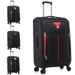 ATX Luggage 28" Suitcase Large Expandable Durable Super Lightweight Suitcase with 4 Dual Spinner Wheels and Built-in 3 Digit Combination Lock (Black/Red, 109 Liters)