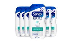 Sanex Body Wash, Expert Skin Health, Moisturising Shower Gel, Dermatologist Tested Hydrating for All Skin Types, 225ml Bottles