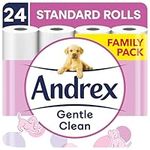 Andrex Gentle Clean Toilet Rolls - 24 Toilet Roll Family Pack - Bulk Buy Toilet Rolls - Gentle and Soft on Your Family's Skin - Dermatologically Tested