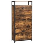 VASAGLE Shoe Cabinet with 3 Flip Drawers, Shoe Storage Cabinet, Asjustable and Removable Dividers, Holds 15-18 Pairs of Shoes, 11.8 x 23.6 x 51.2 Inches, Rustic Brown and Black ULBS101B01