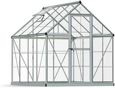 Palram Canopia Harmony 6x8 Silver Greenhouse - Clear Polycarbonate, Aluminum Frame, Base Included
