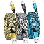 iPhone Charger Cable 3Pack 6FT/1.8M Lightning Cable Nylon Braided MFi Certified Apple iPhone Charger Cables USB Long iPhone Charging Lead For iPhone 14 pro max 14 pro 13 12 11 XS X XR 8 7 6 plus