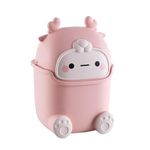 Plastic Trash can Creative Mini Desktop Trash can with lid Small Home Office Cleaning Trash Desktop Storage bin with 50 Trash Bags (Pink)