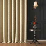 Story@Home Blackout Door Curtains 7 Feet Long Set of 3 Room Darkening Curtain Criss Cross Print Opaque Room Darkening Curtain for Living Rooms, Bedrooms, Halls, 116 x 215 cm, Beige, 100% Opacity