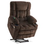 MCombo Dual Motor Power Lift Recliner Chair with Massage and Heat for Elderly People, Infinite Position, USB Ports, Cup Holders, Fabric 7890 (Medium-Regular, Coffee)