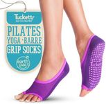 Tucketts Ballerina Toeless Non-Slip Grip Socks - Anti Skid Barre, Pilates, Dance, Home & Leisure, Pedicure - S/M - 1 pair Grape/Orchid Geo