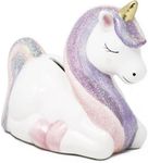 Hapinest Unicorn Ceramic Piggy Bank for Kids, Piggy Bank for Girls, Glittery Unicorn Piggy Bank for Girls Little Girl's Room, Cute Piggy Bank for Baby Showers Birthdays Special Occasions