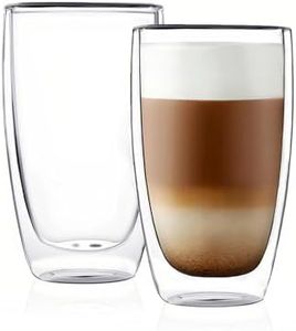 CnGlass Double Wall Thermo Glass Cup 400ML/ 13.5 oz,Insulated Glass Coffee Mug Set of 2