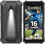 Rugged Smartphone, Ulefone RugKing 2 Pro Android 16 Unlocked Cell Phone, 8(4+4) GB+64GB, 5.45 inch HD+, 13MP+5MP Camera, 4550mAh, Water-Lock, Dock Charging, Al Assistant(Gemini), Face Unlock - Black