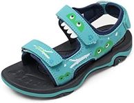 DREAM PAIRS Boys Girls Summer Outdoor Athletic Kids Sport Sandals,Size 4 Big Kid,Blue/Crocodile,SDAS226K