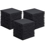 36 Pieces Slate Drink Coasters, GOH DODD 4 Inch Black Stone Coasters Bulk Cup Coaster Set with Anti-Scratch Bottom for Bar Kitchen Home Apartment, Square