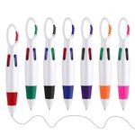 7 Pcs Retractable Shuttle Pens, 4-in-1 Portable Ballpoint with Carabiner Clip, Multicolor Outdoor Lanyard Pen Durable Ink Pen All in One for Office School Supplies Students Gifts Party Favors