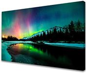 S01969 Wall Art HD Aurora Scenery Painting on Canvas Prints Stretched and Framed Pictures to Photo Ready to Hang for Home Decorations Office Wall Decor 24X36 inch