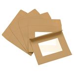 PATIKIL Full Face Window Envelopes 10 Pack 4'' Clear Double Sided for Mailing Statement Photos Catalogs, Brown