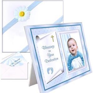 Baby Boy Dedication Picture Frame Keepsake – Faith-Inspired Gift from Godparents or Grandparents – Holds 3.5x5 Photo
