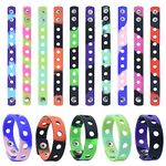 10Pcs Silicone Bracelets with Holes Charm Bracelet Silicone Charm Wristbands Cute Adjustable Silicone Bracelet Kids Colorful Rubber Wristbands Removable for DIY Crafts Birthday Present Party Favors