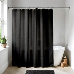EVIDECO French Home Goods Black Extra Long Waterproof Shower Curtain Liner 71x79 Inches