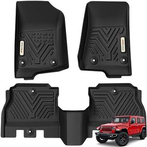 YITAMOTOR Floor Mats Fit for 2018-2025 Jeep Wrangler JL Unlimited 4-Door, Jeep Wrangler JL, TPE Custom Fit Floor Liners 1st & 2nd Row All Weather Protection