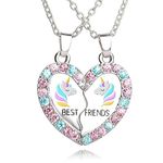 El Regalo 2PCs BFF Magnetic Heart Best Friend Pendant Necklaces for Girls - BF Best Friends Jewelry ift for Besties Birthday/Friends Day/Valentines day (BF Unicorn)