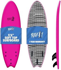 Rock-It Albert 5ft6 Soft Top Surfboard, Surf Board for Kids, Tabla De Surf, Kids Surfboard, Surfing Board Designed for Beginners - Innovative Design for Safety & Easy to Paddle (Pink)