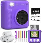 GREENKINDER Kids Camera Instant Print, Christmas Birthday Gifts for Boys Girls Age 3-12, 2.4-Inch/1080P Kids Digital Cameras, Portable Travel Toy for 3 4 5 6 7 8 9 10 Year Old Girls Boys Purple