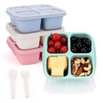 Snack Containers, 4 Pack Lunch Box, Meal Prep Snack Box Containers for Kids and Adults, 4 Compartment Reusable Food Storage Containers for School, Work, Travel(Wheat)