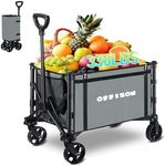 Collapsible Folding Wagon, Heavy Duty Collapsible Wagon Cart, Foldable Utility Grocery Wagon for Camping, Sports, Garden, Shopping, Grey - 330 lbs Capacity (Grey)