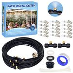 Tesmotor Misters for Outside Patio, Misting Cooling System, DIY Misting Line with 20 Brassing Mist Nozzles, Outdoor Misters for for Patio Greenhouse Pool Trampoline (65.6FT)