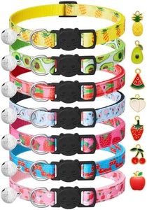 7 Pack Breakaway Cat Collars with Bells & Fruit Pendants,Safety Kitten Collar,Adjustable,Ideal for Girl Cats Boy Male Cats Pet Supplies,Accessories,Gifts