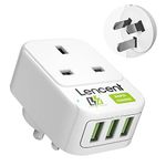 LENCENT UK to Australia China Plug Adapter with 3 USB Ports, Grounded Australian Travel Adapter for Australia New Zealand China Fiji Argentina and more (Type I)