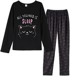 VENTELAN Women Pajamas Cute Christmas Sleepwear Plus Size Loungewear Set Long Sleeve Night Suits,M Black Cat