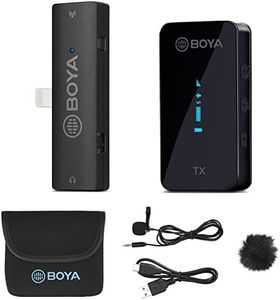 BOYA XM6-S3 Wireless Lavalier Microphone for iPhone/iPad,2.4GHz Wireless Lapel Microphone with OLED Display & Bulit in Microphone for YouTube,Tiktok Live Stream, Video Recording, Vlogging