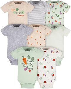 Gerber Unisex-Baby 8-Pack Short Sleeve Onesies Bodysuits, Happy Veggies, 0-3 Months