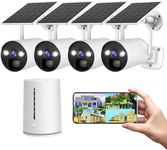 CAMBLINK Wireless Solar Security Camera System Outdoor 4 Pack, 4MP Solar Wireless Security Camera Outdoor WiFi for Home Security, Color Night Vision PIR Motion Detect 2-Way Audio App Alert Waterproof