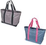 Creative Green Life Extra-Large Tote Bag For Women or Men (2-Pack) - Premium 22" Carry-All Bag With Foldaway Zipper Top - For Work, Gym, Pool, Teachers, Nurses. Stylish, Durable Utility Tote