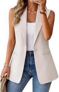 Kedera Women's Long Sleeveless Duster Trench Vest Casual Lapel Blazer Jacket (Khaki, XX-Large)