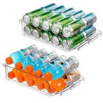 BingoHive 2 Packs Clear Width Adjustable Soda Can Organiser for Fridge Expandable Soda Can Dispenser for Beer Soda Seltzer Pop Can Soda Expand Organiser for Fridge Kitchen Pantry