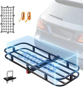 VEVOR 53x19x5 Inch Hitch Cargo Carrier, 500lb Capacity Trailer Hitch Mount Cargo Basket, Steel Luggage Carrier Rack Fits 2" Hitch Receiver for SUV Truck Pickup with Cargo Net, Stabilizer, Straps