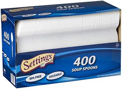 [400 Count] Settings Plastic White Soup Spoons, Practical Disposable Cutlery, Great For Home, Office, School, Party, Picnics, Restaurant, Take-out Fast Food, Outdoor Events, Or Every Day Use, 1 Box