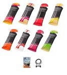 TORQ Energy Gels - Pack of 16 Sachets, 8 Different Flavours. Bundle with an Exclusive Pack of Elastic No-tie Reflective Shoe Laces