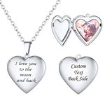 U7 Women Girls Locket Necklace That Hold Picture Stainless Steel Heart Lockets Pendant Customized Lover/Friends/Couple/Mother Jewelry I Love You to The Moon and Back Necklaces 18"